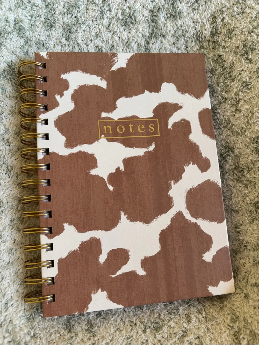 Notes Spiral Lined Notebook Journal Brown & White Cowhide Western NWT 250pg